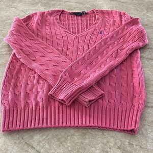Ralph Lauren Hot Pink Cabled Sweater L